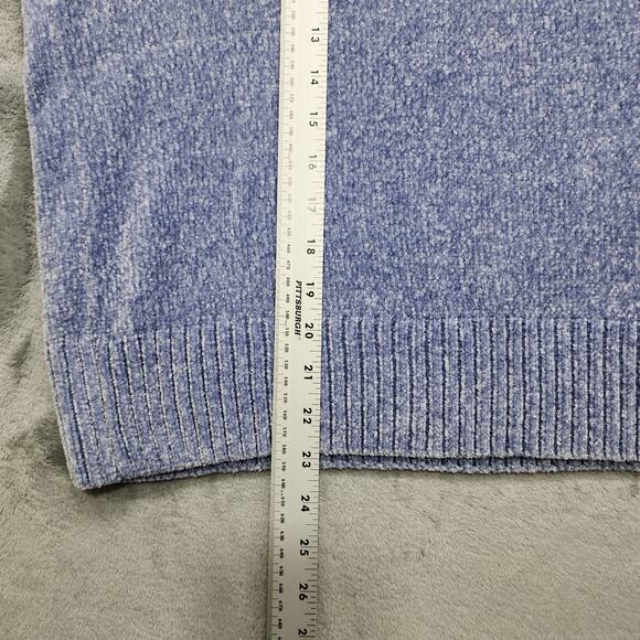 Cynthia Rowley Sweater Womens XL Blue White Fuzzy Chenille Knit Weekend Casual - Picture 8 of 9